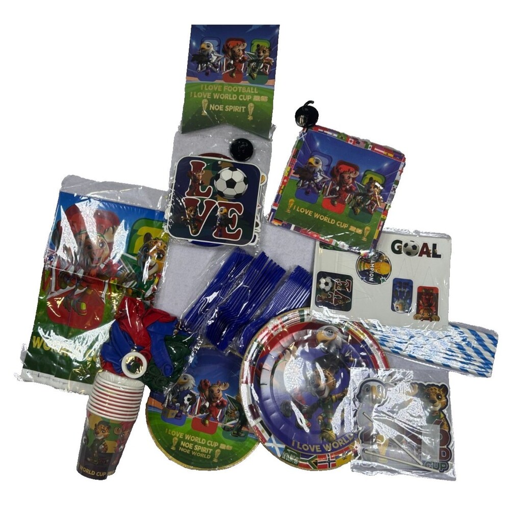 2026 World Cup Mascots Party Kit Clutch Maple Zayu Soccer Decorations 100+ pic